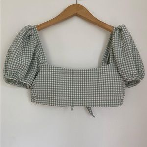 Sage green gingham bath suit top